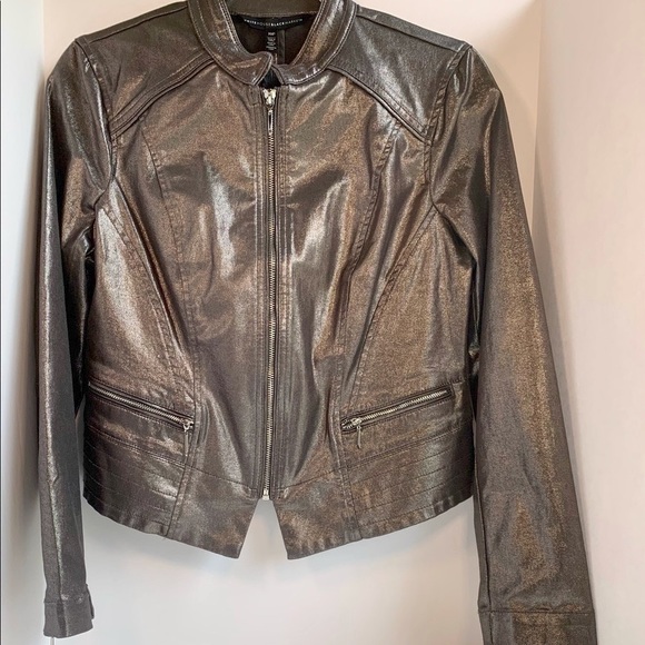 White House Black Market Jackets & Blazers - *NWT* WHBM Grey Foil Moto Jacket